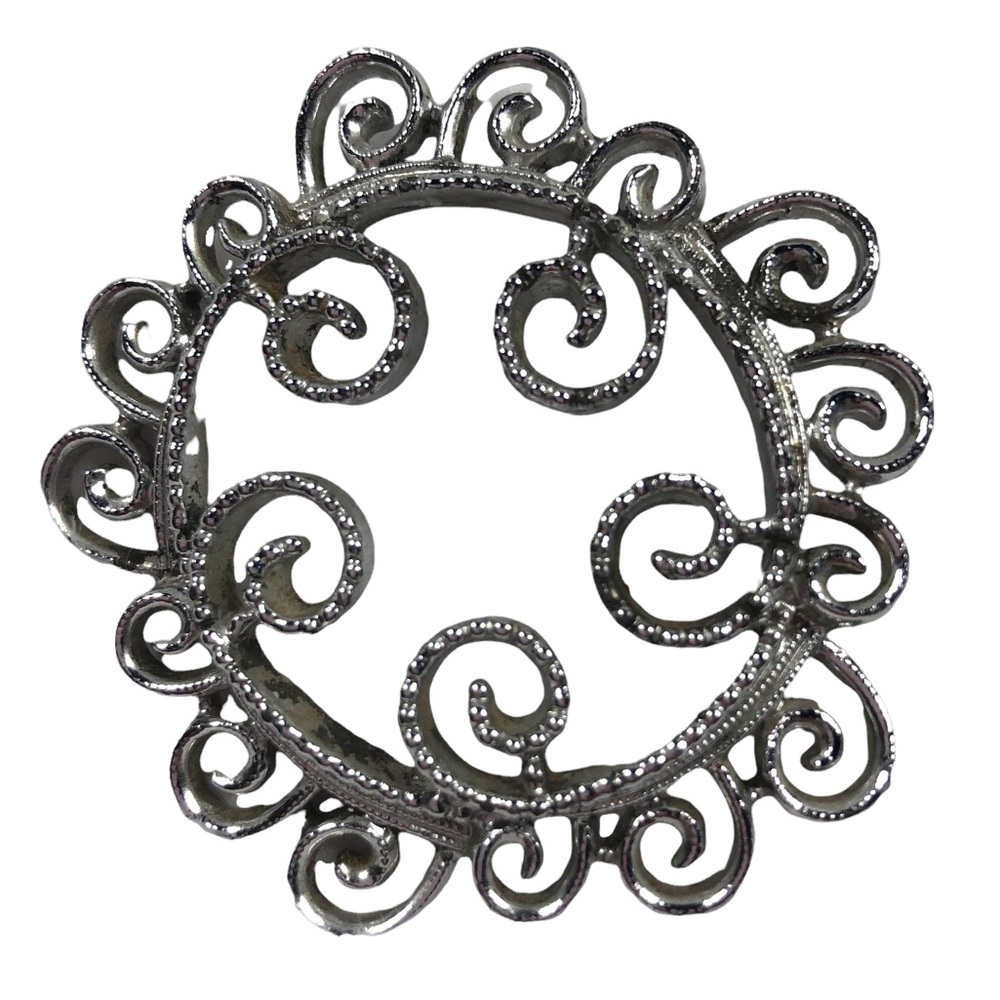 Sarah Coventry Silver Swirl Scroll Circle Brooch